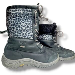 UGG Adirondack II Exotic Black Leather Winter Snow Boots Women’s Size 7